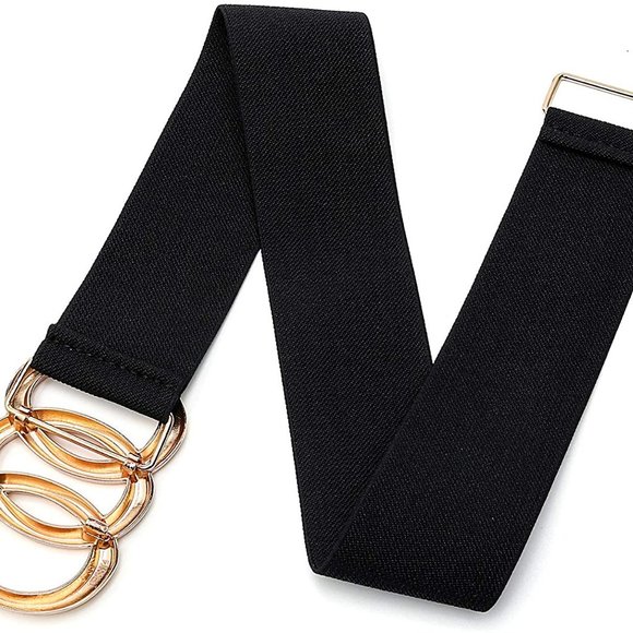 Women Stretchy Wide Belt Vintage, Black Elastic